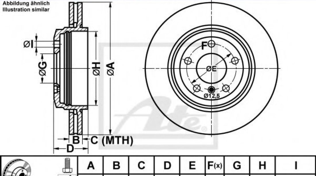 Disc frana BMW Seria 3 Cabriolet (E46) (2000 - 2007) ATE 24.0122-0209.1 piesa NOUA