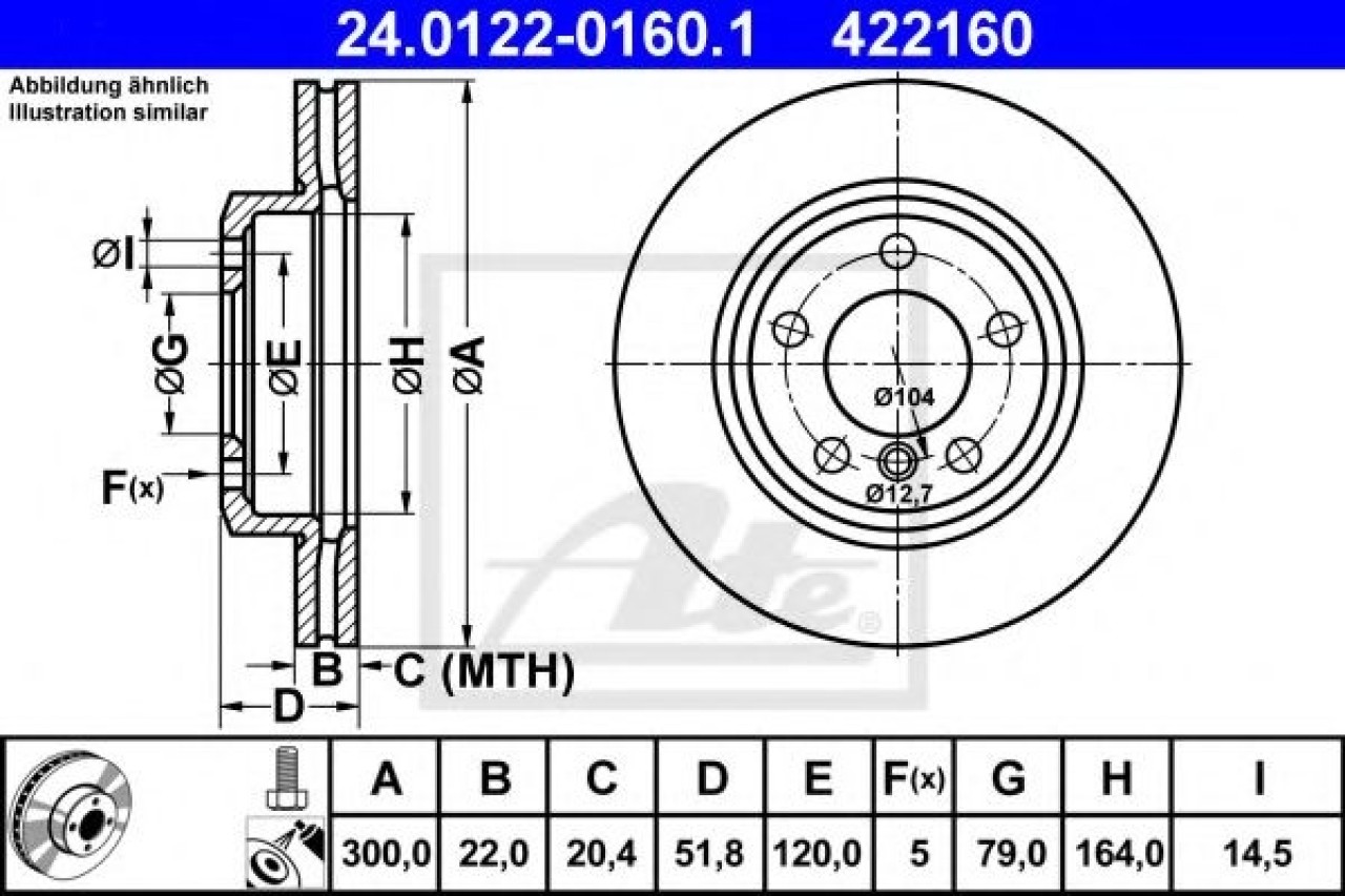 Disc frana BMW Seria 3 Compact (E46) (2001 - 2005) ATE 24.0122-0160.1 piesa NOUA