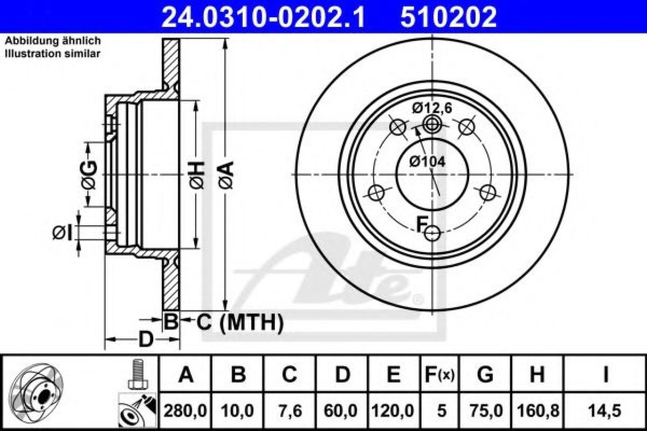 Disc frana BMW Seria 3 Compact (E46) (2001 - 2005) ATE 24.0310-0202.1 piesa NOUA