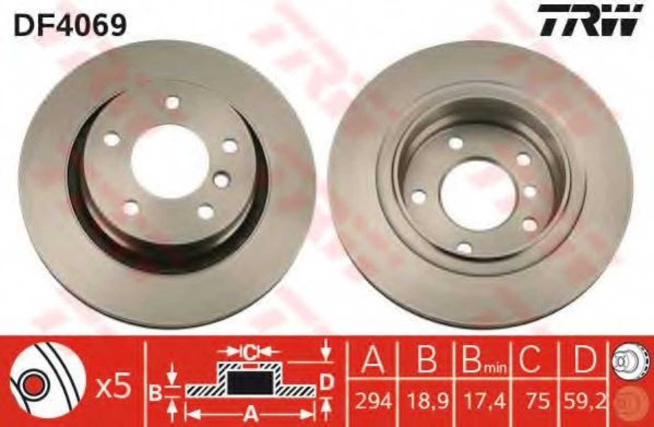 Disc frana BMW Seria 3 Compact (E46) (2001 - 2005) TRW DF4069 piesa NOUA