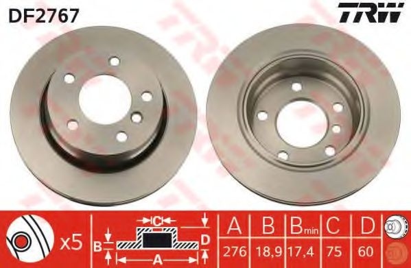 Disc frana BMW Seria 3 Compact (E46) (2001 - 2005) TRW DF2767 piesa NOUA