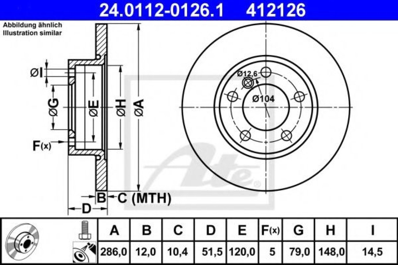 Disc frana BMW Seria 3 Cupe (E36) (1992 - 1999) ATE 24.0112-0126.1 piesa NOUA