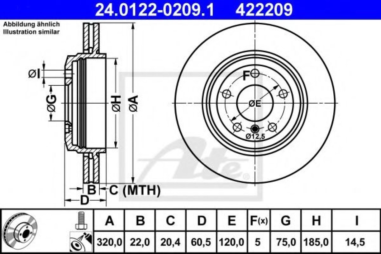Disc frana BMW Seria 3 Cupe (E46) (1999 - 2006) ATE 24.0122-0209.1 piesa NOUA