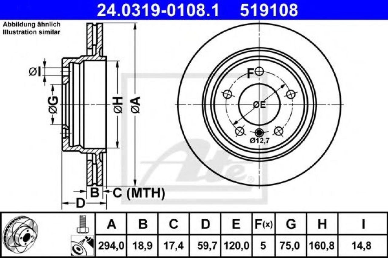 Disc frana BMW Seria 3 Cupe (E46) (1999 - 2006) ATE 24.0319-0108.1 piesa NOUA