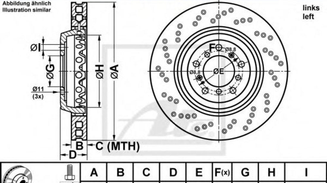 Disc frana BMW Seria 3 Cupe (E46) (1999 - 2006) ATE 24.0128-0208.2 piesa NOUA