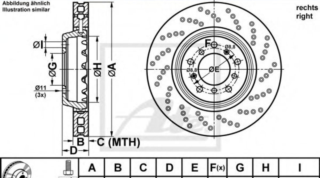 Disc frana BMW Seria 3 Cupe (E46) (1999 - 2006) ATE 24.0128-0207.2 piesa NOUA