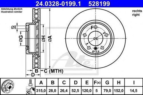 Disc frana BMW Seria 3 (E36) (1990 - 1998) ATE 24.0328-0199.1 piesa NOUA