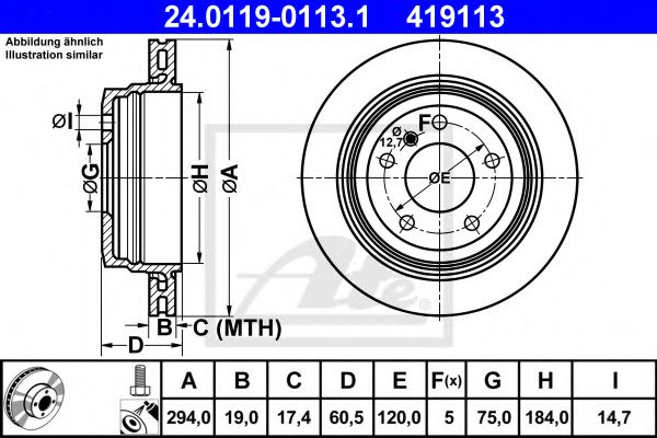 Disc frana BMW Seria 3 (E46) (1998 - 2005) ATE 24.0119-0113.1 piesa NOUA