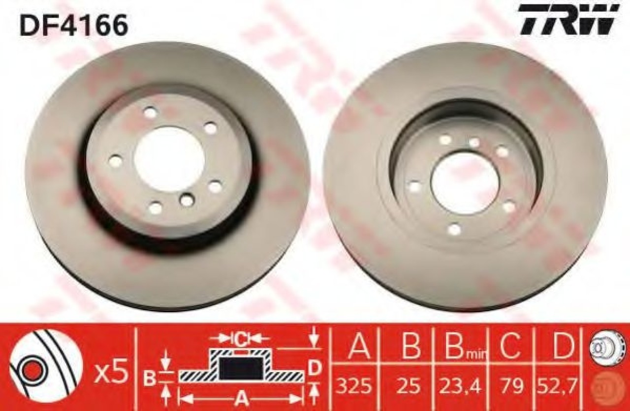 Disc frana BMW Seria 3 (E46) (1998 - 2005) TRW DF4166 piesa NOUA