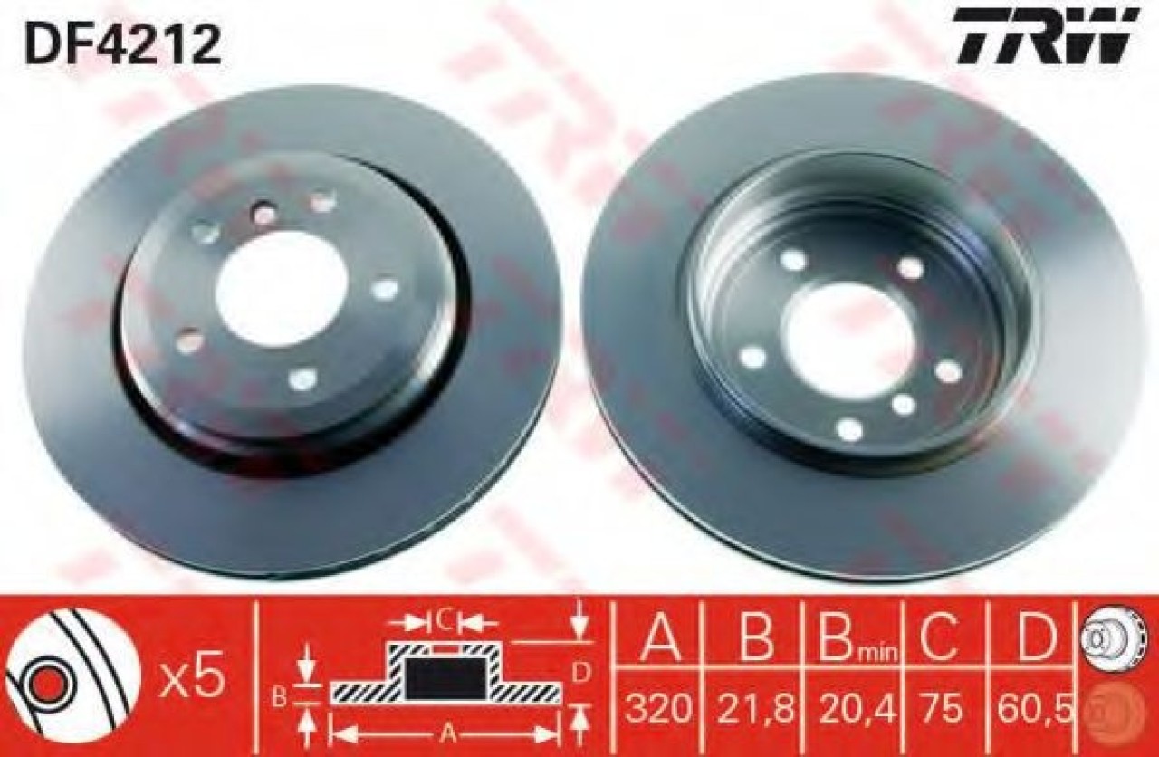 Disc frana BMW Seria 3 (E46) (1998 - 2005) TRW DF4212 piesa NOUA
