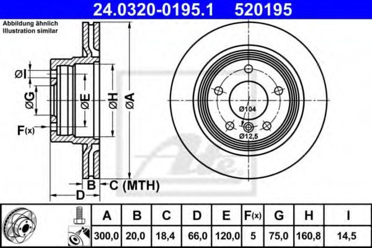 Disc frana BMW Seria 3 (E90) (2005 - 2011) ATE 24.0320-0195.1 piesa NOUA