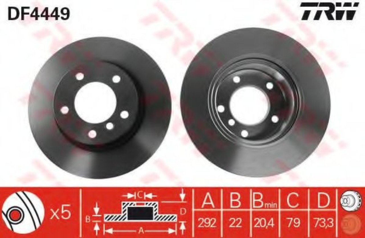 Disc frana BMW Seria 3 (E90) (2005 - 2011) TRW DF4449 piesa NOUA