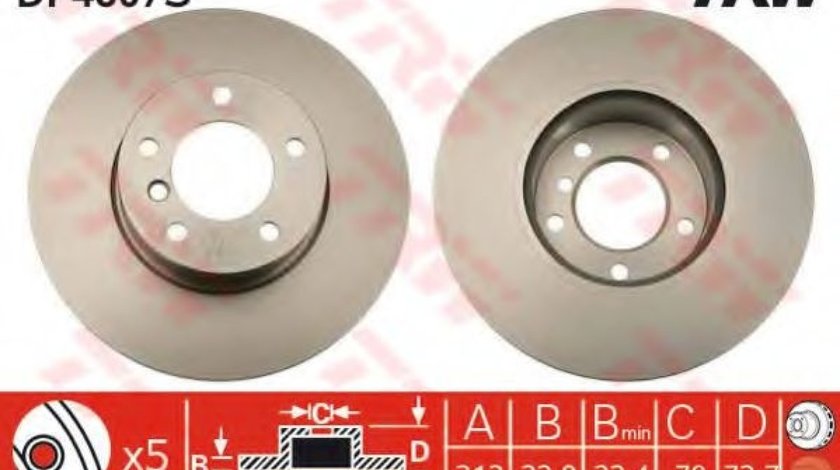 Disc frana BMW Seria 3 (E90) (2005 - 2011) TRW DF4807S piesa NOUA