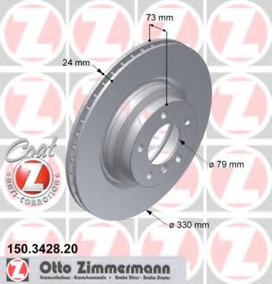 Disc frana BMW Seria 3 (E90) (2005 - 2011) ZIMMERMANN 150.3428.20 piesa NOUA