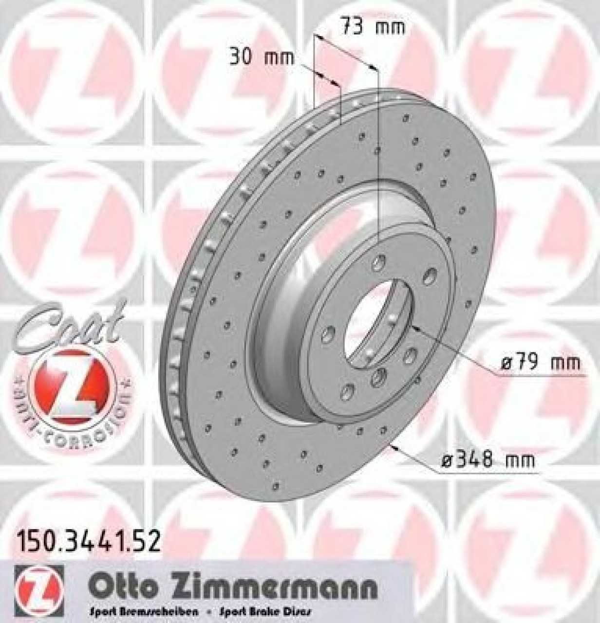 Disc frana BMW Seria 3 (E90) (2005 - 2011) ZIMMERMANN 150.3441.52 piesa NOUA