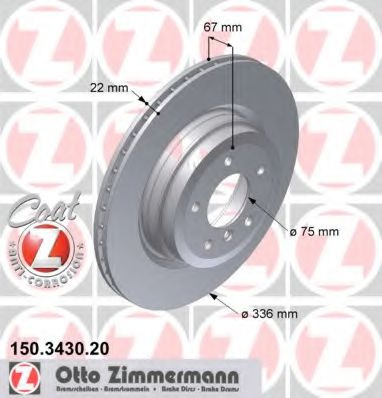 Disc frana BMW Seria 3 (E90) (2005 - 2011) ZIMMERMANN 150.3430.20 piesa NOUA