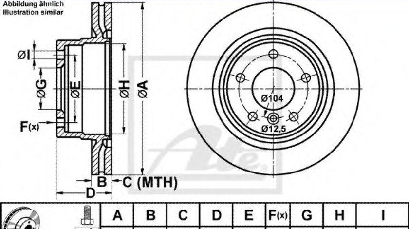 Disc frana BMW Seria 3 (F30, F35, F80) (2011 - 2016) ATE 24.0120-0237.1 piesa NOUA