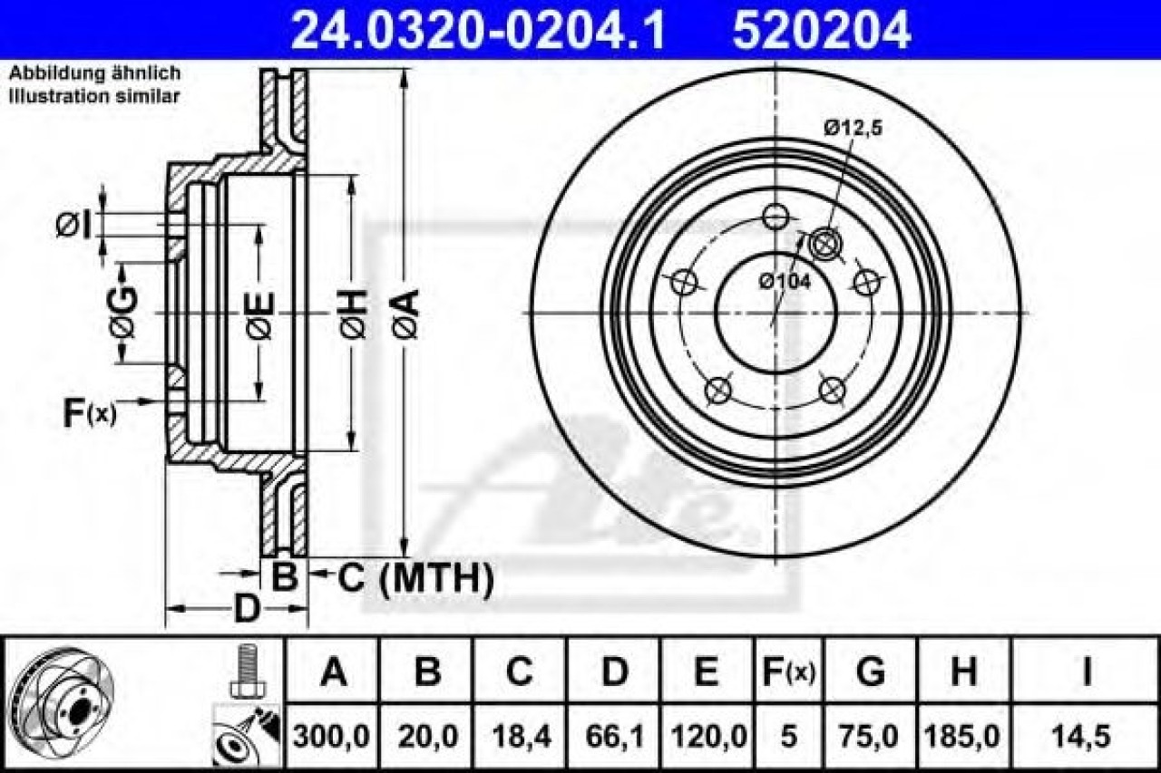 Disc frana BMW Seria 3 Touring (E91) (2005 - 2012) ATE 24.0320-0204.1 piesa NOUA