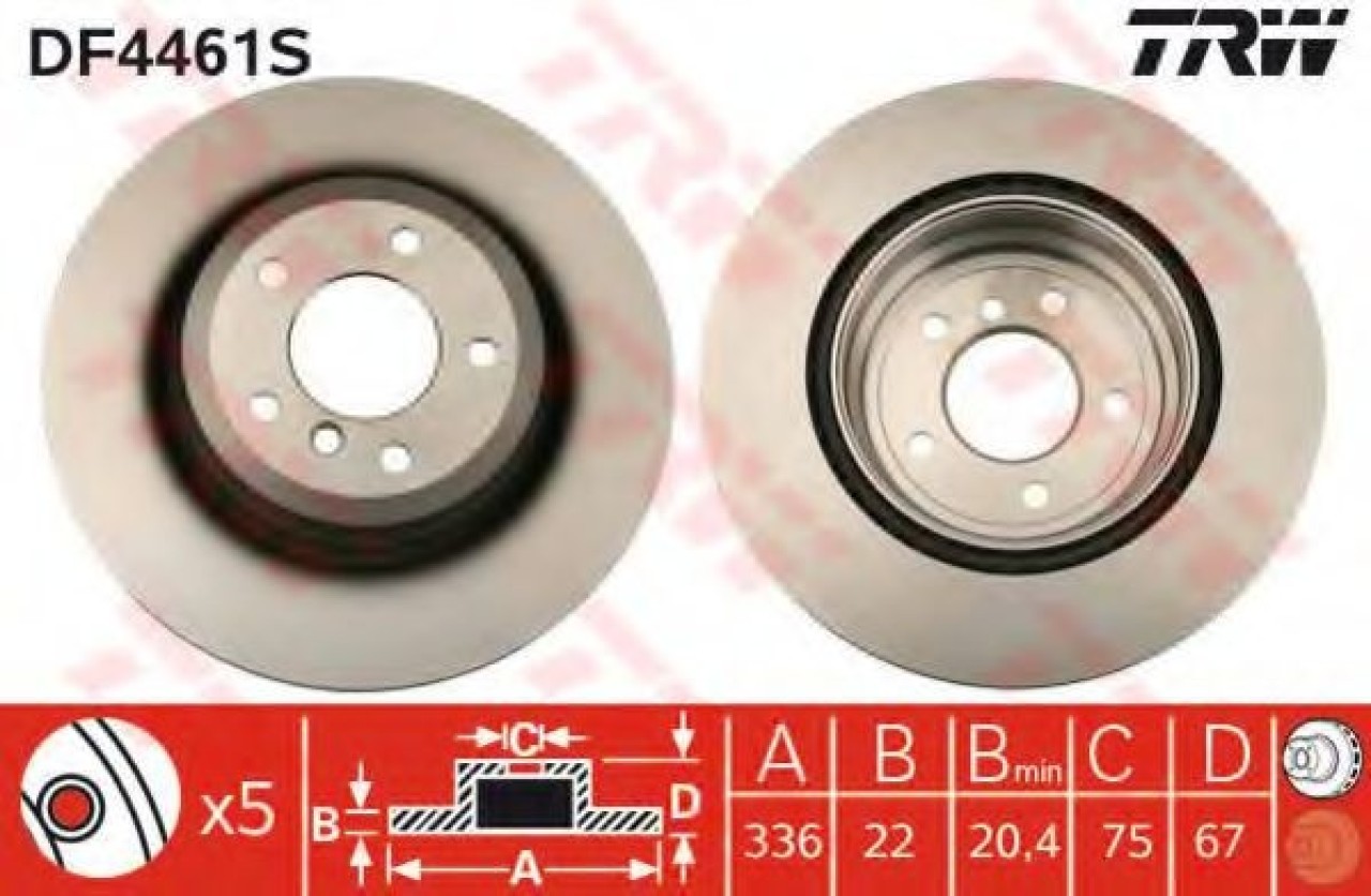 Disc frana BMW Seria 3 Touring (E91) (2005 - 2012) TRW DF4461S piesa NOUA