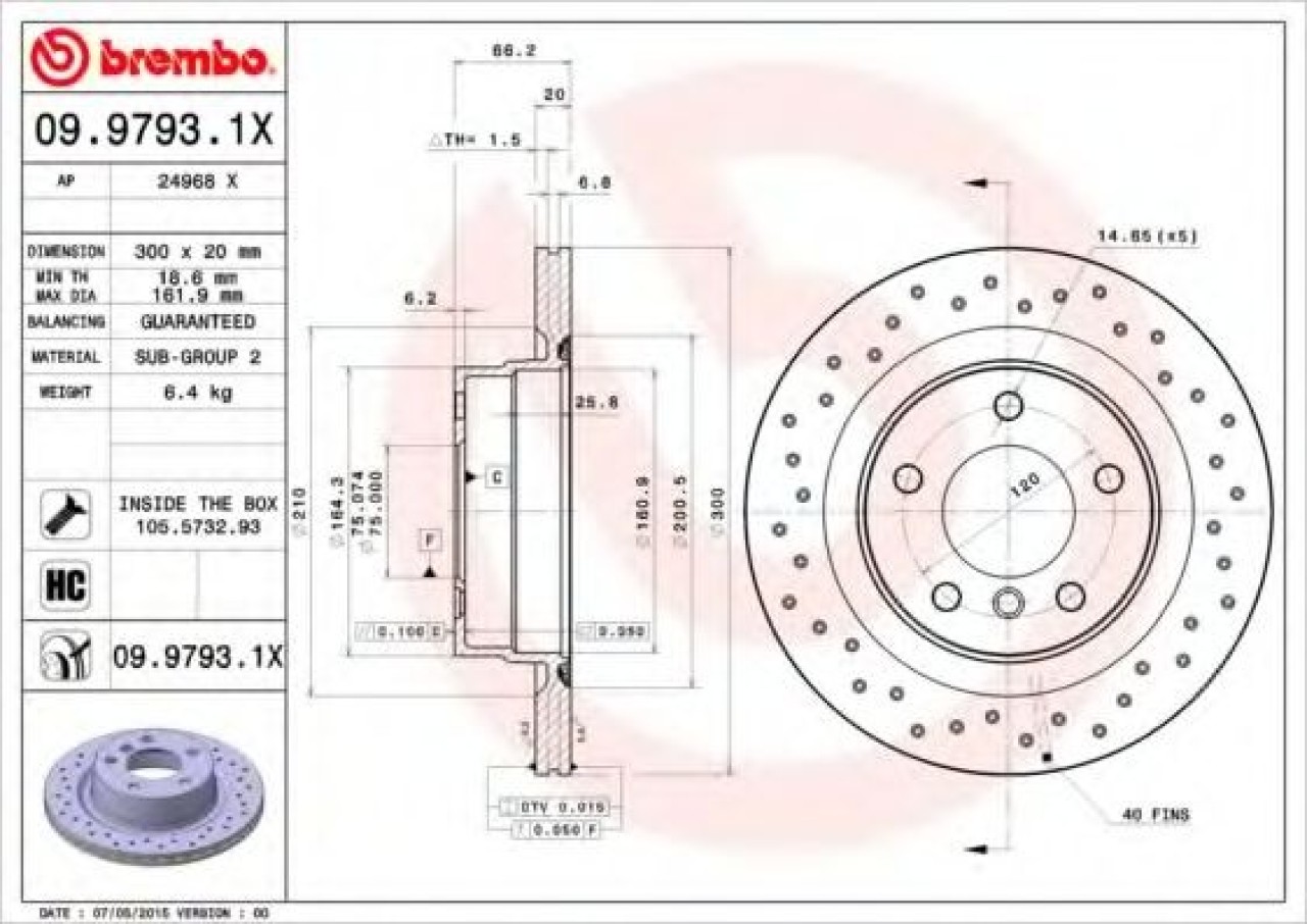 Disc frana BMW Seria 4 Cupe (F32, F82) (2013 - 2016) BREMBO 09.9793.1X piesa NOUA
