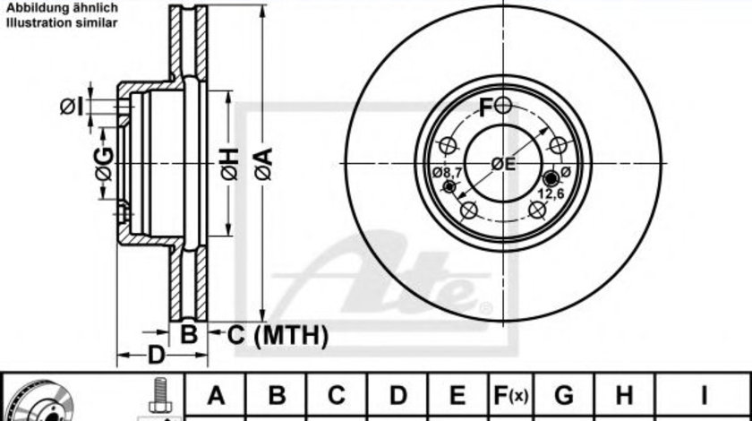 Disc frana BMW Seria 5 (E39) (1995 - 2003) ATE 24.0130-0101.1 piesa NOUA