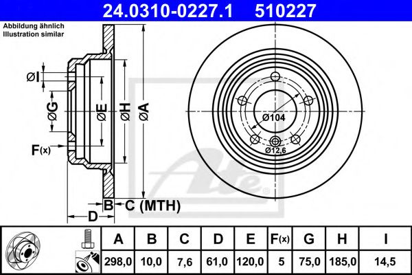 Disc frana BMW Seria 5 (E39) (1995 - 2003) ATE 24.0310-0227.1 piesa NOUA