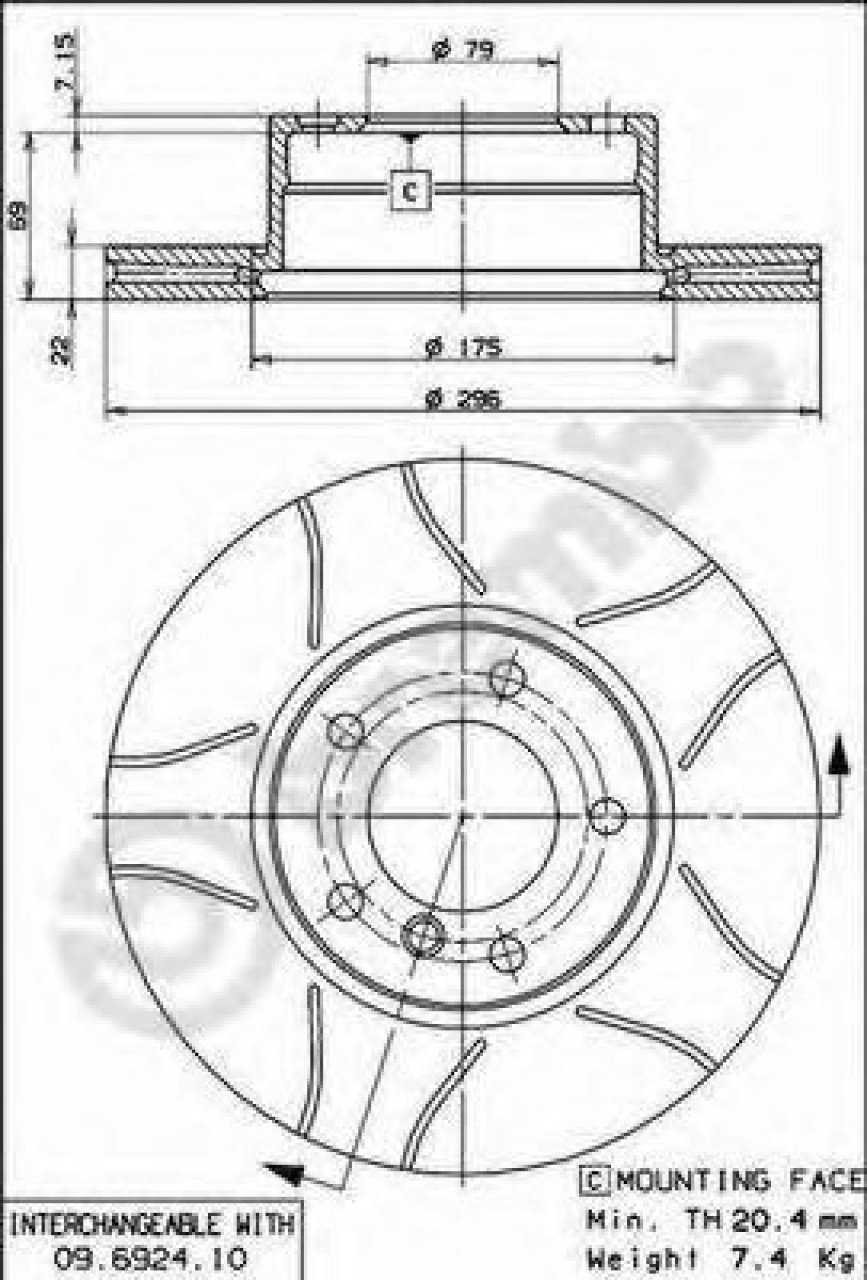 Disc frana BMW Seria 5 (E39) (1995 - 2003) BREMBO 09.6924.75 piesa NOUA