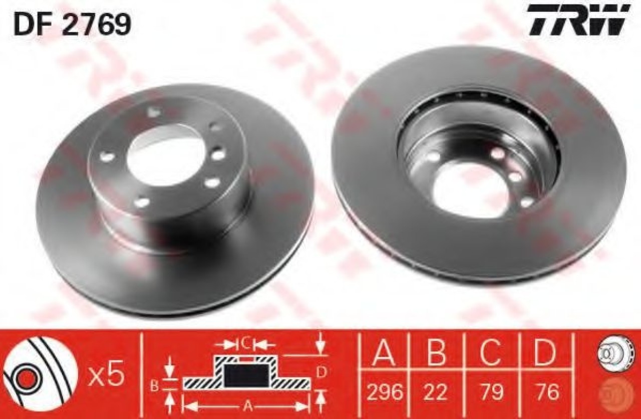 Disc frana BMW Seria 5 (E39) (1995 - 2003) TRW DF2769 piesa NOUA