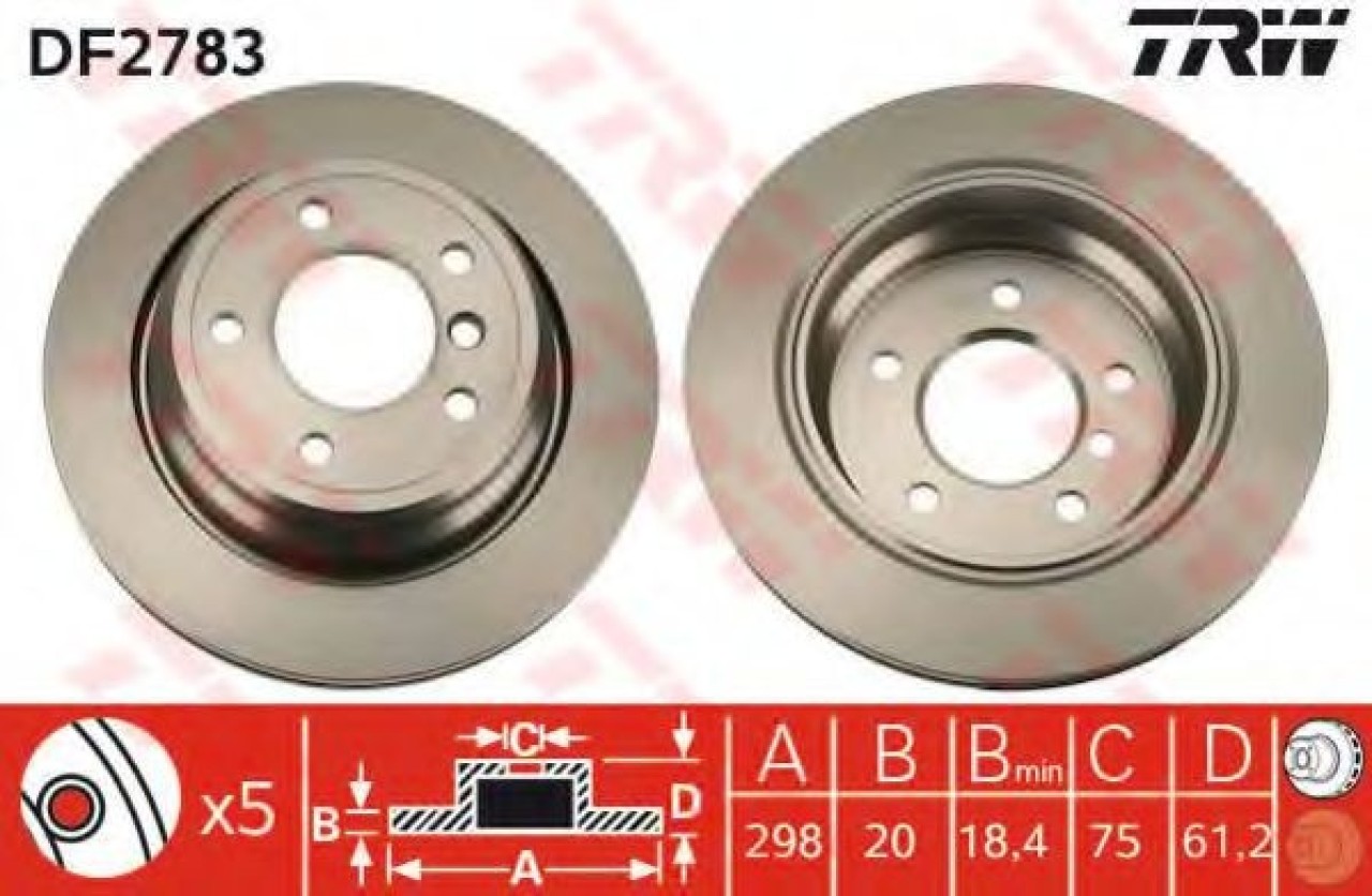 Disc frana BMW Seria 5 (E39) (1995 - 2003) TRW DF2783 piesa NOUA