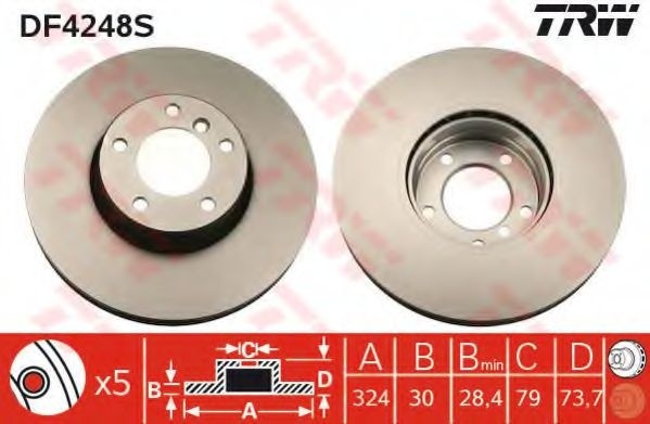 Disc frana BMW Seria 5 (E39) (1995 - 2003) TRW DF4248S piesa NOUA