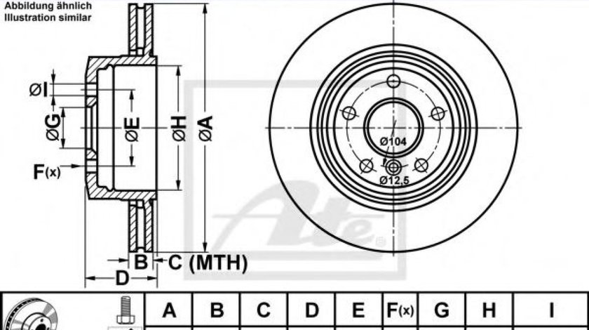 Disc frana BMW Seria 5 (E60) (2003 - 2010) ATE 24.0120-0183.1 piesa NOUA