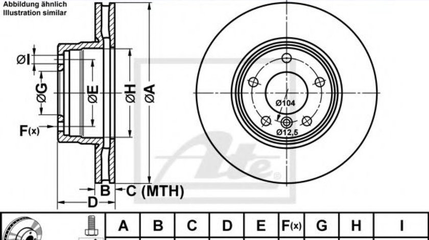 Disc frana BMW Seria 5 (E60) (2003 - 2010) ATE 24.0124-0181.1 piesa NOUA