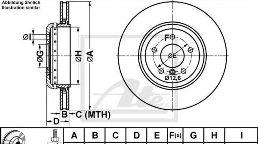 Disc frana BMW Seria 5 (E60) (2003 - 2010) ATE 24.0124-0201.2 piesa NOUA