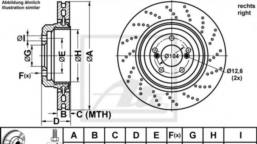 Disc frana BMW Seria 5 (E60) (2003 - 2010) ATE 24.0124-0234.2 piesa NOUA