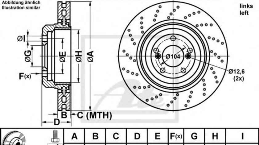 Disc frana BMW Seria 5 (E60) (2003 - 2010) ATE 24.0124-0235.2 piesa NOUA