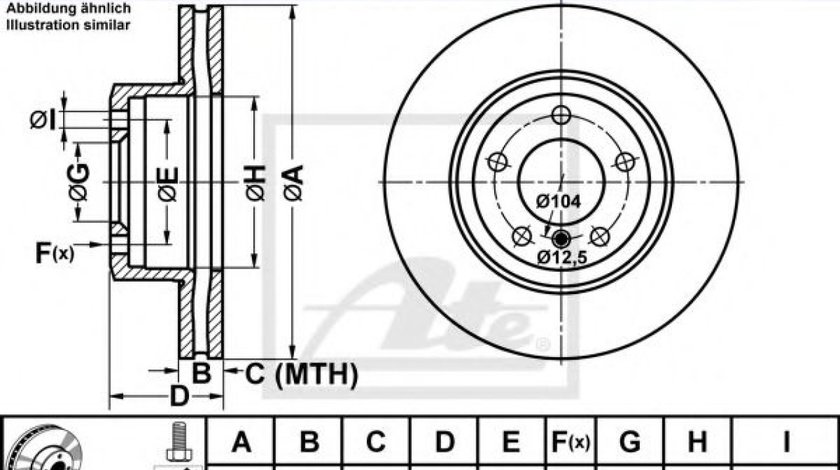 Disc frana BMW Seria 5 (E60) (2003 - 2010) ATE 24.0130-0173.1 piesa NOUA