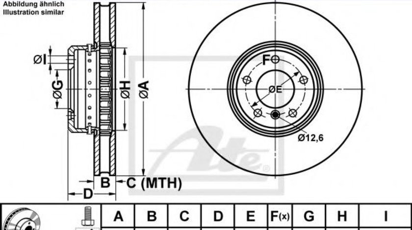 Disc frana BMW Seria 5 (E60) (2003 - 2010) ATE 24.0136-0106.2 piesa NOUA