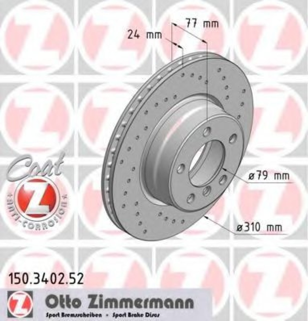 Disc frana BMW Seria 5 (E60) (2003 - 2010) ZIMMERMANN 150.3402.52 piesa NOUA