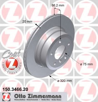 Disc frana BMW Seria 5 (E60) (2003 - 2010) ZIMMERMANN 150.3466.20 piesa NOUA