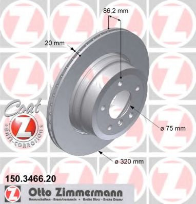 Disc frana BMW Seria 5 (E60) (2003 - 2010) ZIMMERMANN 150.3466.20 piesa NOUA