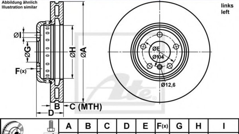 Disc frana BMW Seria 5 (F10, F18) (2009 - 2016) ATE 24.0136-0115.2 piesa NOUA