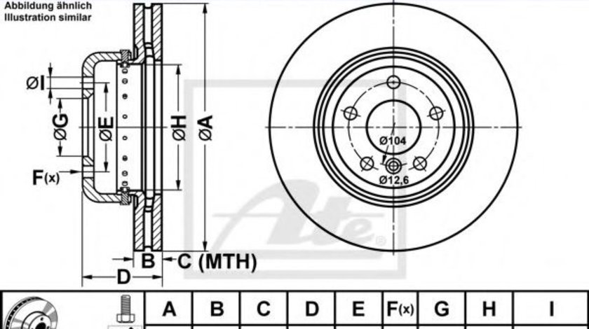 Disc frana BMW Seria 5 (F10, F18) (2009 - 2016) ATE 24.0124-0239.2 piesa NOUA