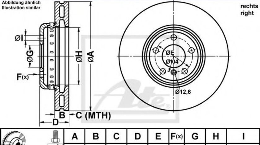 Disc frana BMW Seria 5 (F10, F18) (2009 - 2016) ATE 24.0136-0114.2 piesa NOUA