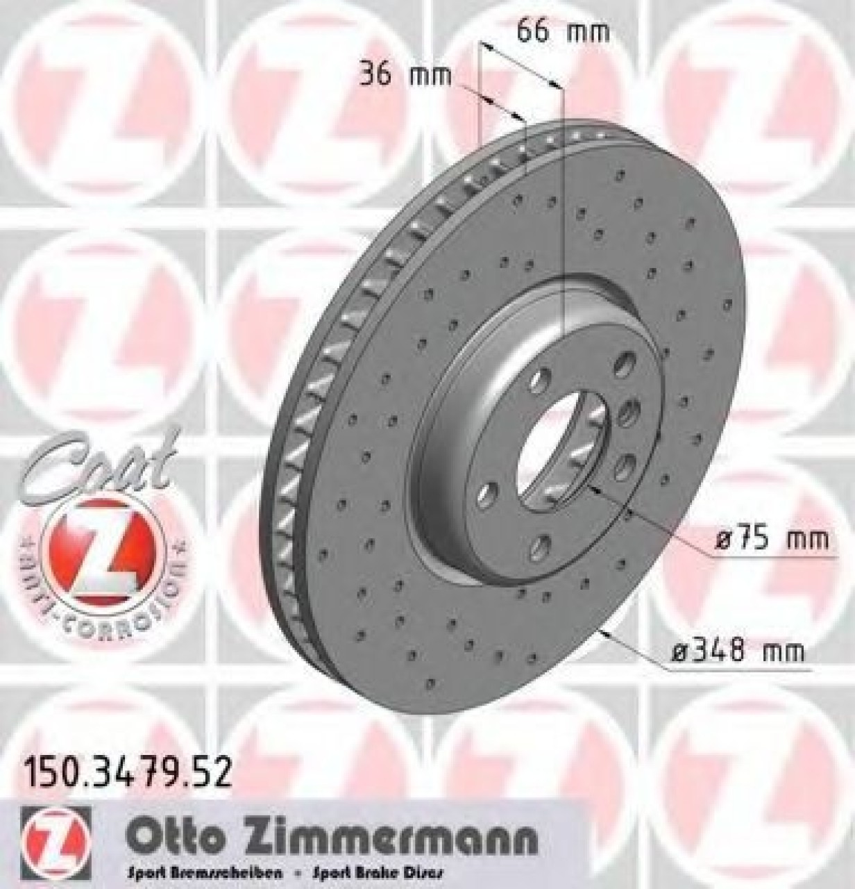 Disc frana BMW Seria 5 (F10, F18) (2009 - 2016) ZIMMERMANN 150.3479.52 piesa NOUA