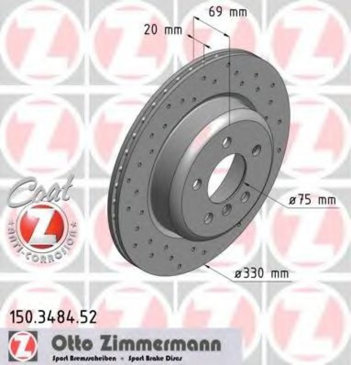 Disc frana BMW Seria 5 (F10, F18) (2009 - 2016) ZIMMERMANN 150.3484.52 piesa NOUA