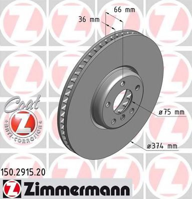 Disc frana BMW Seria 5 (F10, F18) (2009 - 2016) ZIMMERMANN 150.2915.20 piesa NOUA