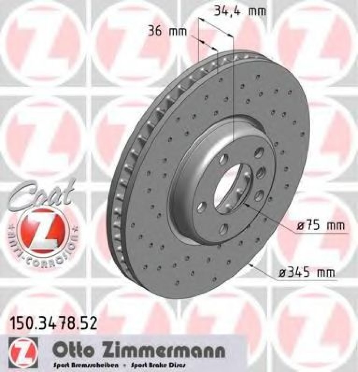 Disc frana BMW Seria 5 (F10, F18) (2009 - 2016) ZIMMERMANN 150.3478.52 piesa NOUA
