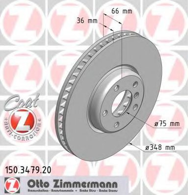 Disc frana BMW Seria 5 (F10, F18) (2009 - 2016) ZIMMERMANN 150.3479.20 piesa NOUA