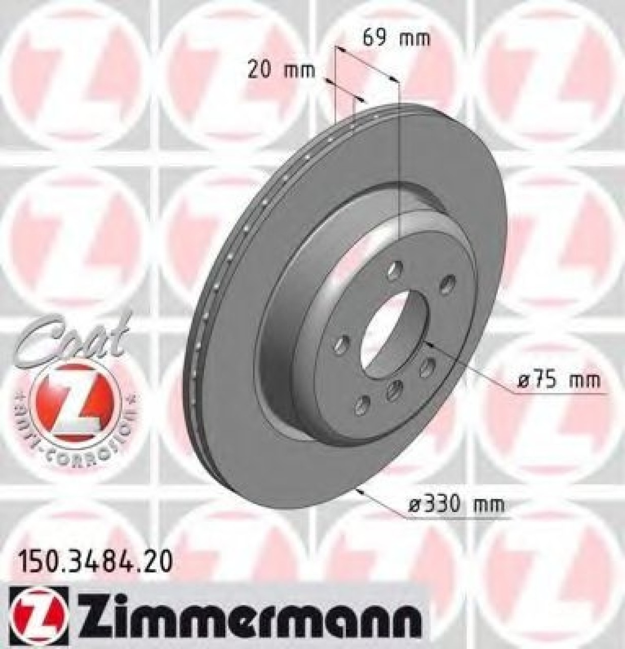 Disc frana BMW Seria 5 (F10, F18) (2009 - 2016) ZIMMERMANN 150.3484.20 piesa NOUA