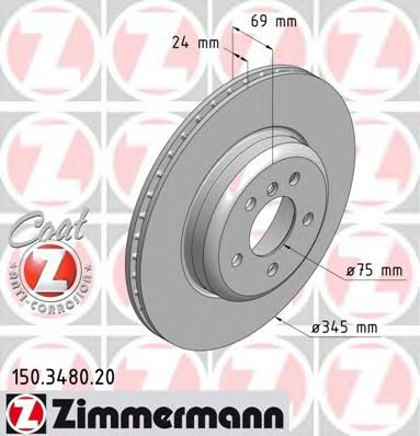 Disc frana BMW Seria 5 (F10, F18) (2009 - 2016) ZIMMERMANN 150.3480.20 piesa NOUA